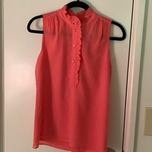 J crew Coral pink ruffle tank top